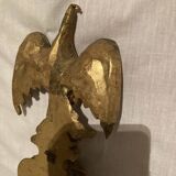 Pair of candle holders in wall, eagle pattern in gilded wood and brass