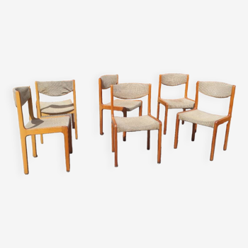 Lot de 6 chaises années 70 design