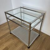 USM Haller Glass and Light Grey 1/2 Side Table