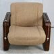 Modernist armchair. Wool, wood and steel. Circa 1970
