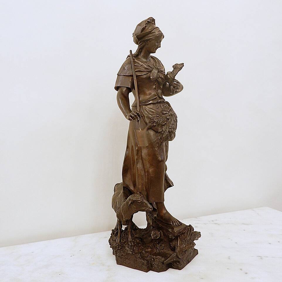 Auguste de wever (1836-1910) bronze sculpture "innocence" 19thc.