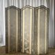 Antique Chinoiserie-style screen from the early 20th century in damask silk.