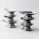 Lot of 6 vintage stainless steel bowls, 1970s, egg-shaped design.