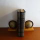 Paire serre livre globe terrestre mappemonde vintage en bois