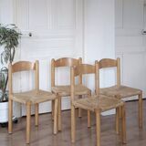 Série de 4 chaises scandinaves assise corde années 60