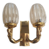 Golden bronze wall lamp with mermaids for an old bathroom.