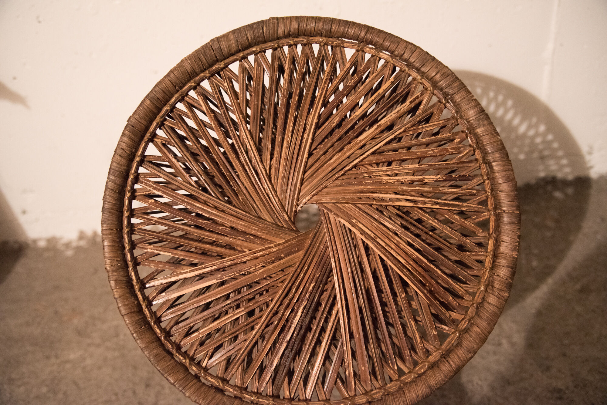 60s diabolo rotin and wicker stool