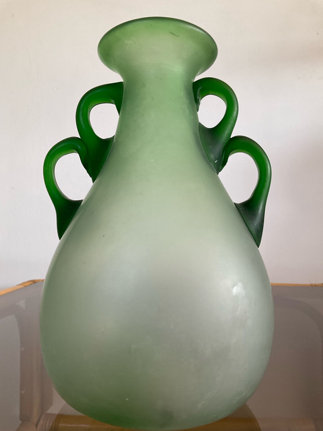 Pair of vintage glass paste ear vases