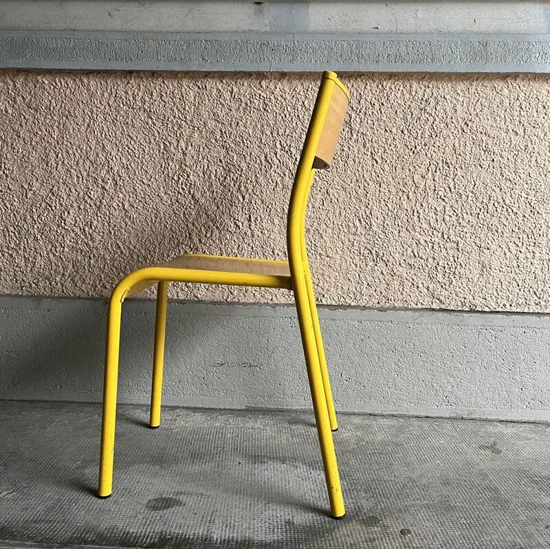 Chaise écolier vintage jaune