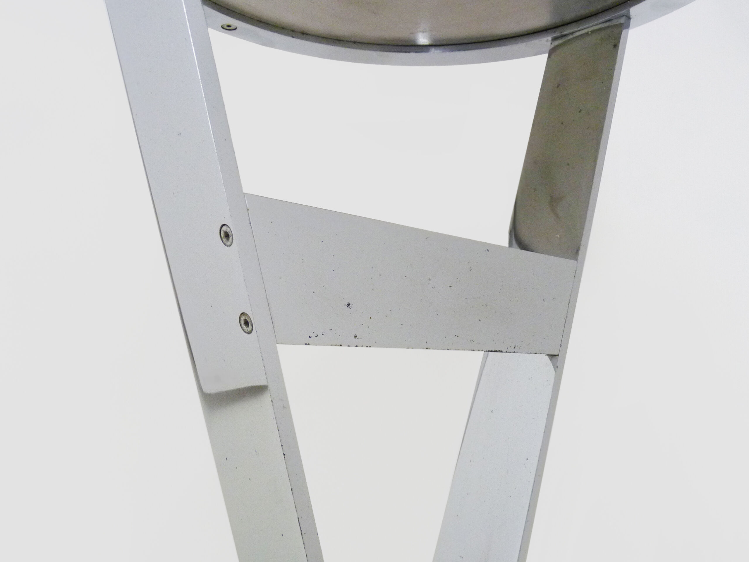 Prototype pedestal table, stool, sofa end, chrome metal and stainless steel German design