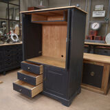 Fir cabinet with reentrant doors and drawers