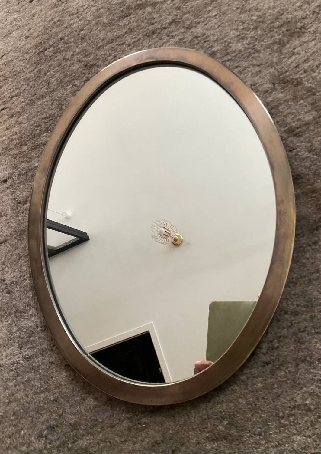 Vintage medallion mirror in solid bronze