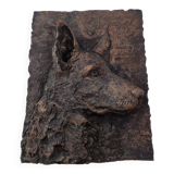 Large copper-coloured German Shepherd relief, 1960s