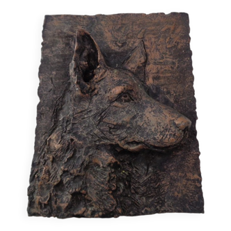 Large copper-coloured German Shepherd relief, 1960s