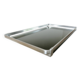 Very large tray, MB Italy for Roche Bobois, aluminum and smoked glass, 70