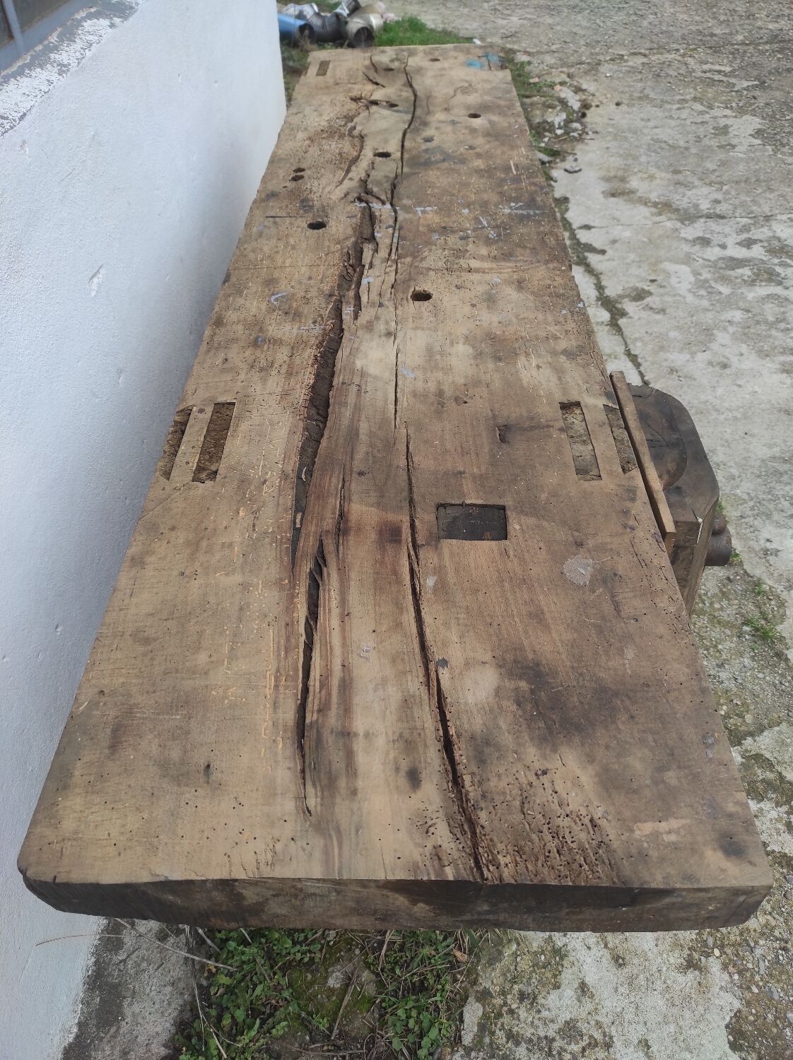 Old carpenter's workbench 2m40 in beech