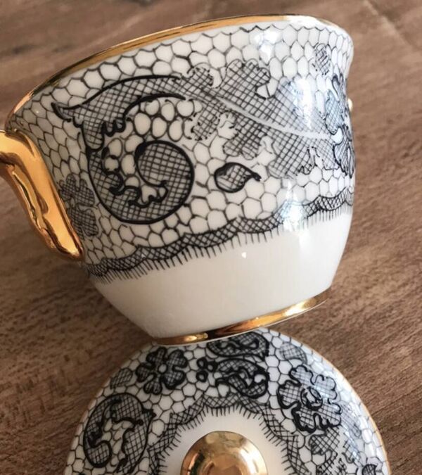 Sucrier Limoges peint main Le Tallec x Rochas Paris vintage 1950s