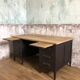 Former wooden minister's desk, black patina