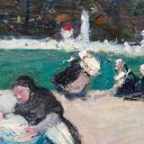 Post-impressionism school - nannies and children to the garden of Luxembourg - Circa 1910