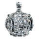 Thick moulded crystal sugar bowl with a beaded and medallion design.