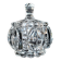 Thick moulded crystal sugar bowl with a beaded and medallion design.