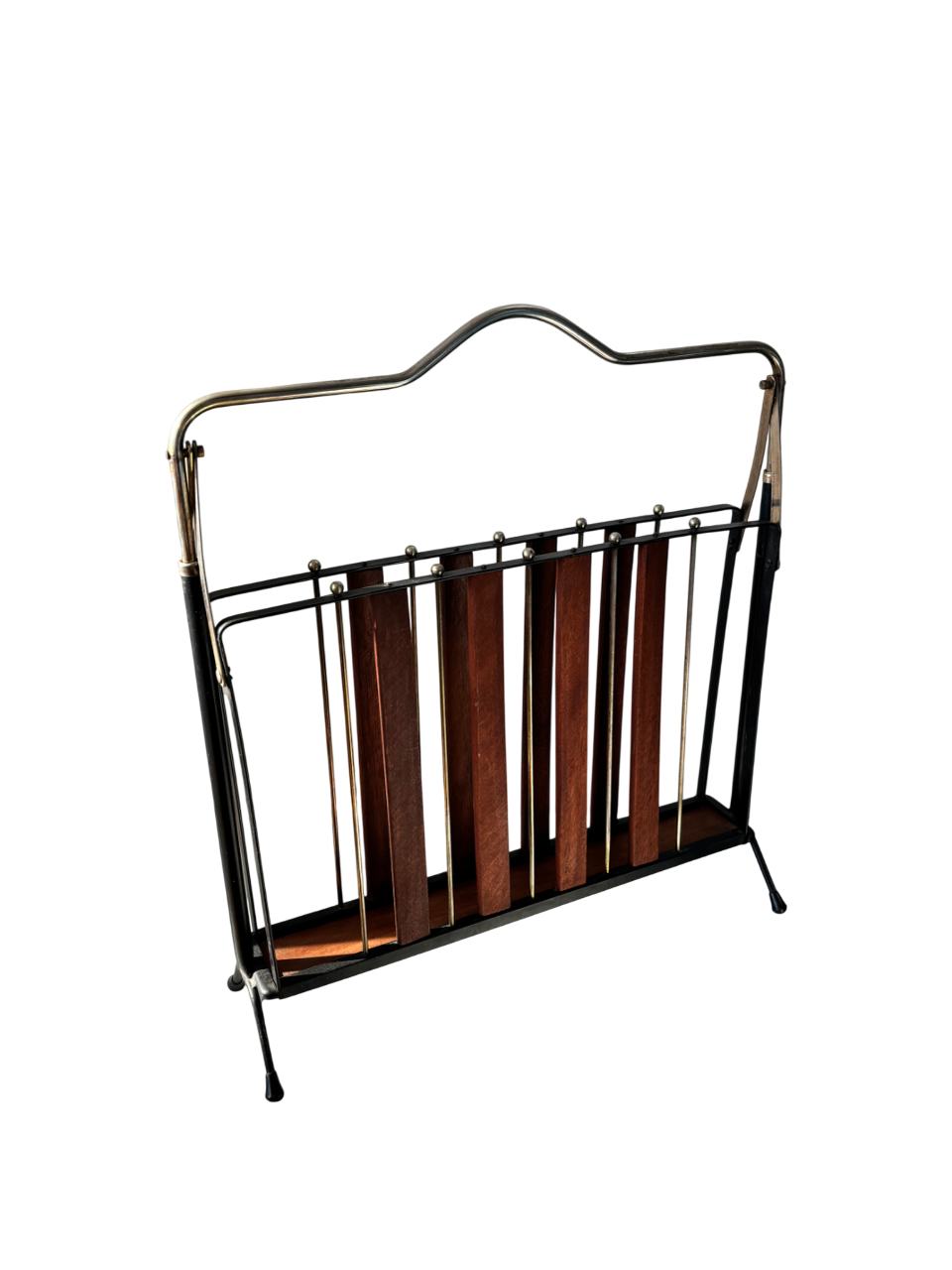 Teak and metal magazine rack 1960