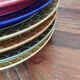 Set of 6 Sarreguemines plates for Burgundy fondue