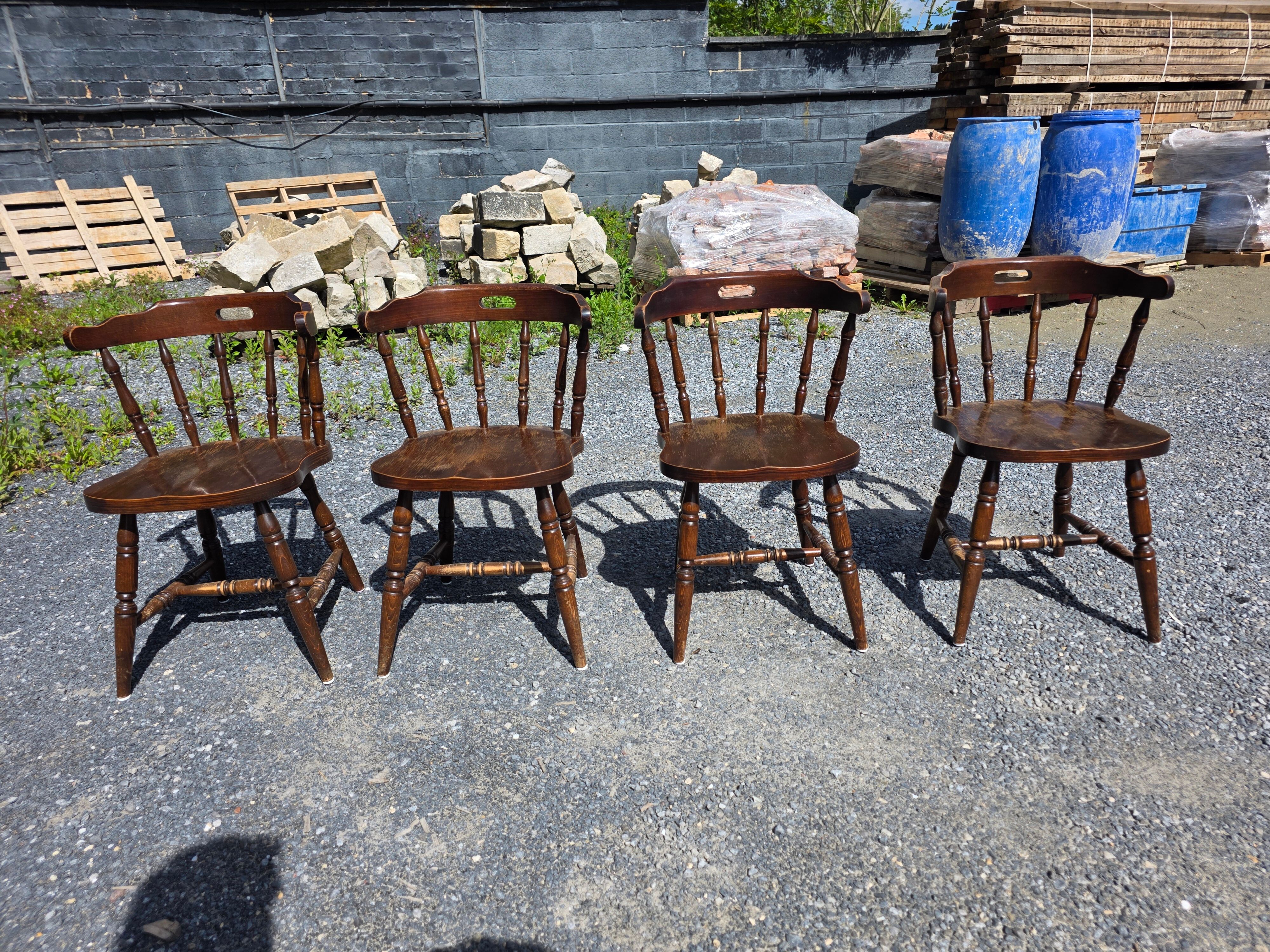 4 fauteuils bistrot style western en hêtre
