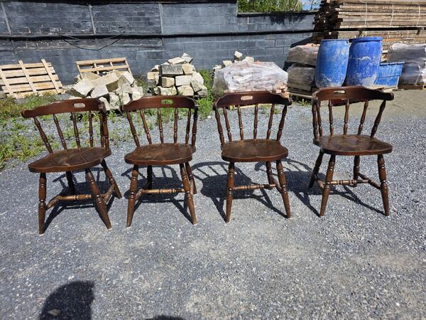 4 fauteuils bistrot style western en hêtre