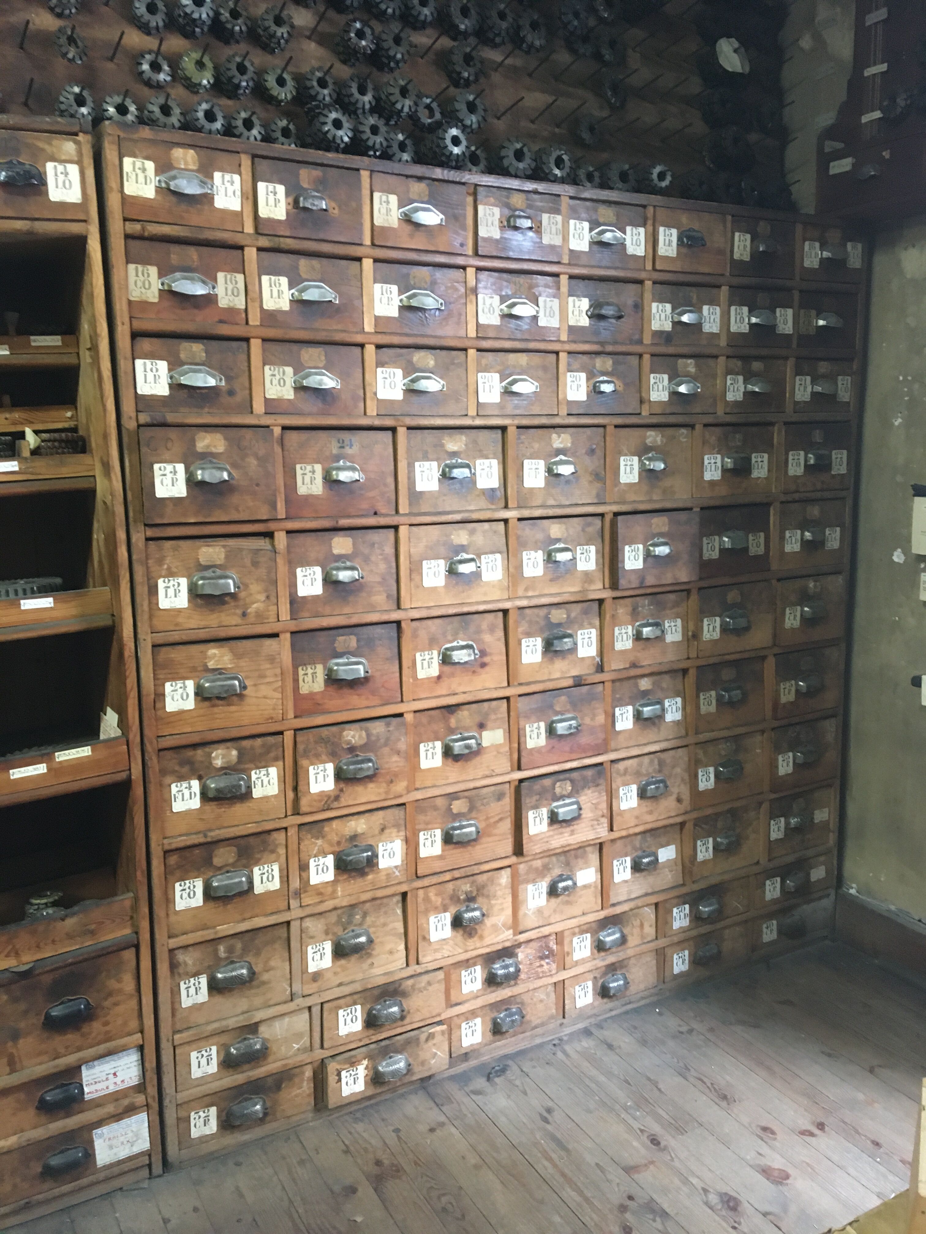 Vintage Industrial Workshop 78 Drawer 2x2 Workshop Craft Cabinet with Shell Handles