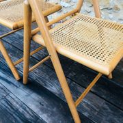 Set of 2 vintage folding chairs, rattan cane for Habitat, circa 70/80