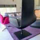 Fjord armchair by Moroso with its pouf, designed by Patricia Urquiola in 2002, made of steel and smooth black leather.