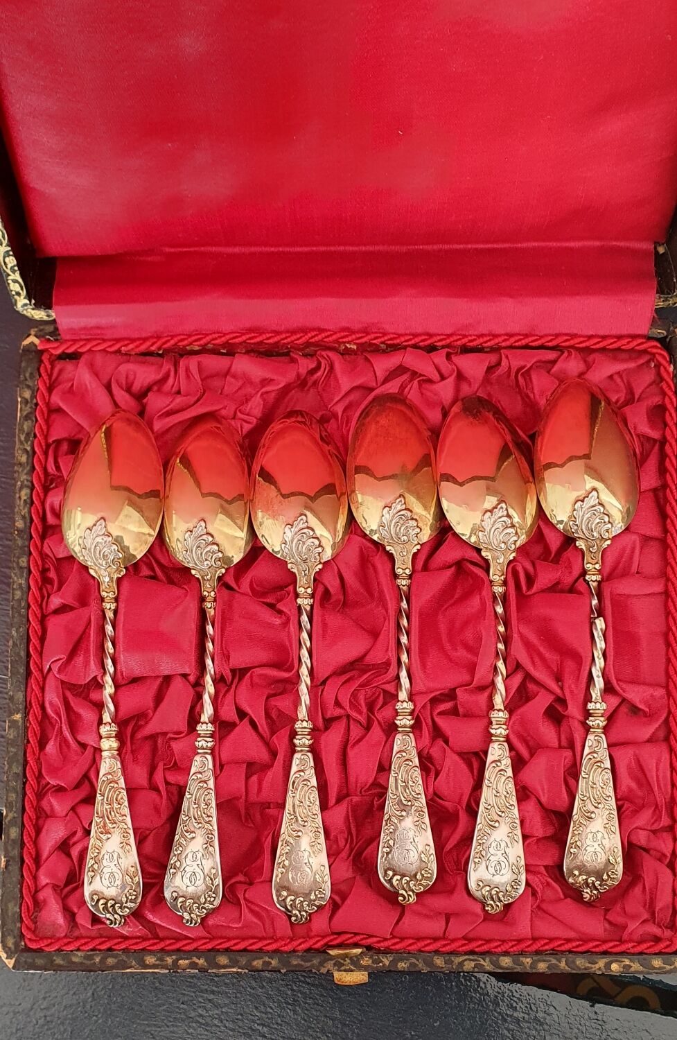 6 silver and vermeil spoons