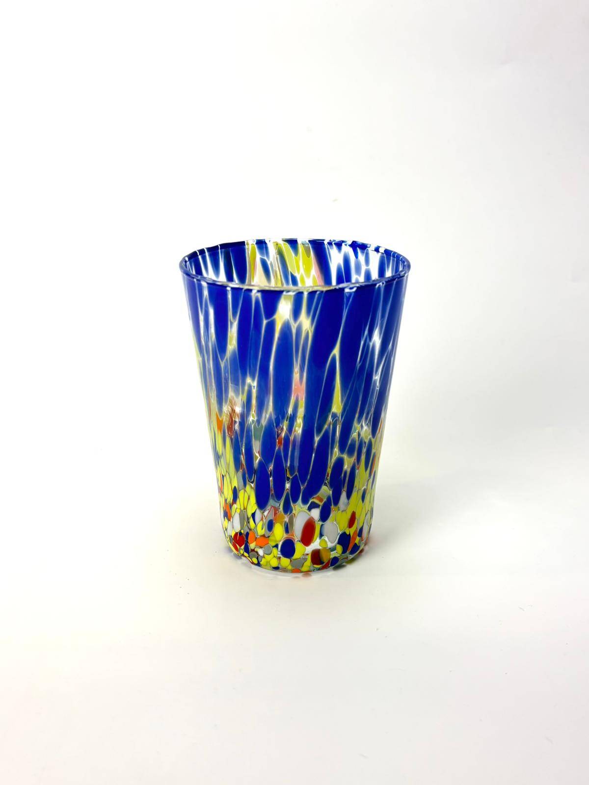 Set of 6 blown glass Venetian glasses with Murano murrine.