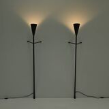 Set of 2 brutalist wall / floor lamps, 1980s The Netherlands.