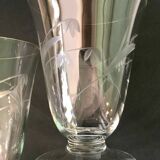 6 wine glasses carved with lily of the valley sprigs