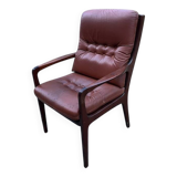 Fauteuil vintage en cuir marron