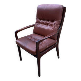 Fauteuil vintage en cuir marron