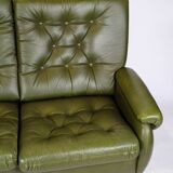 3 pers. sofa in dark green leather with chrome legs from 1970s