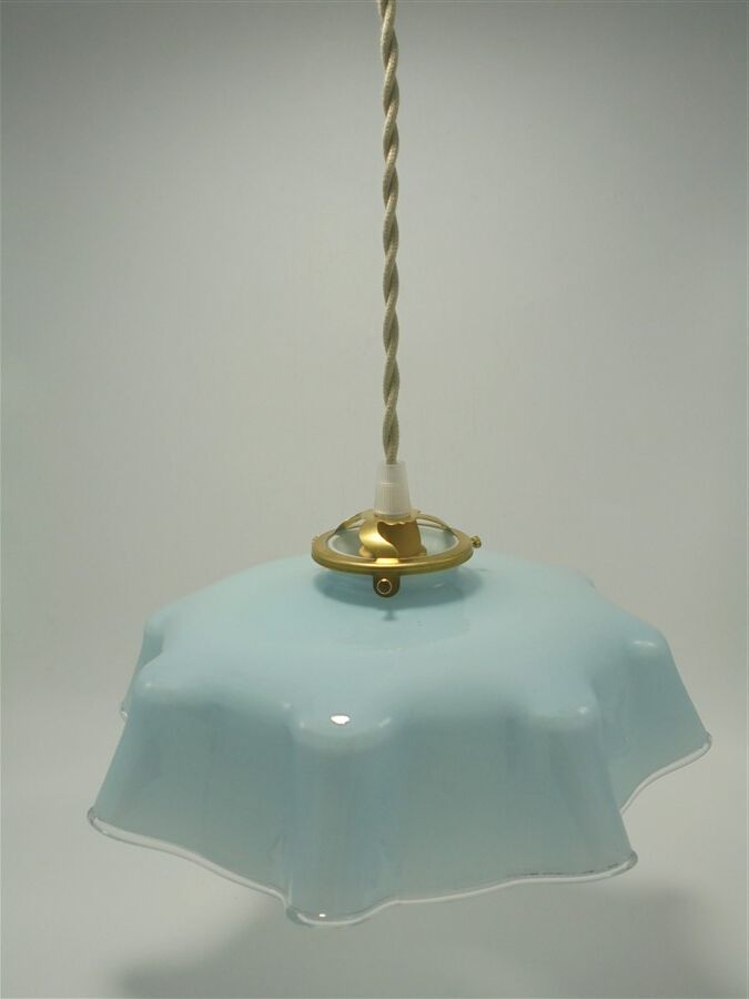 Blue opaline hanging lamp