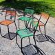 Set of 4 chairs scoubidou green and orange tubes metal black from the 60s