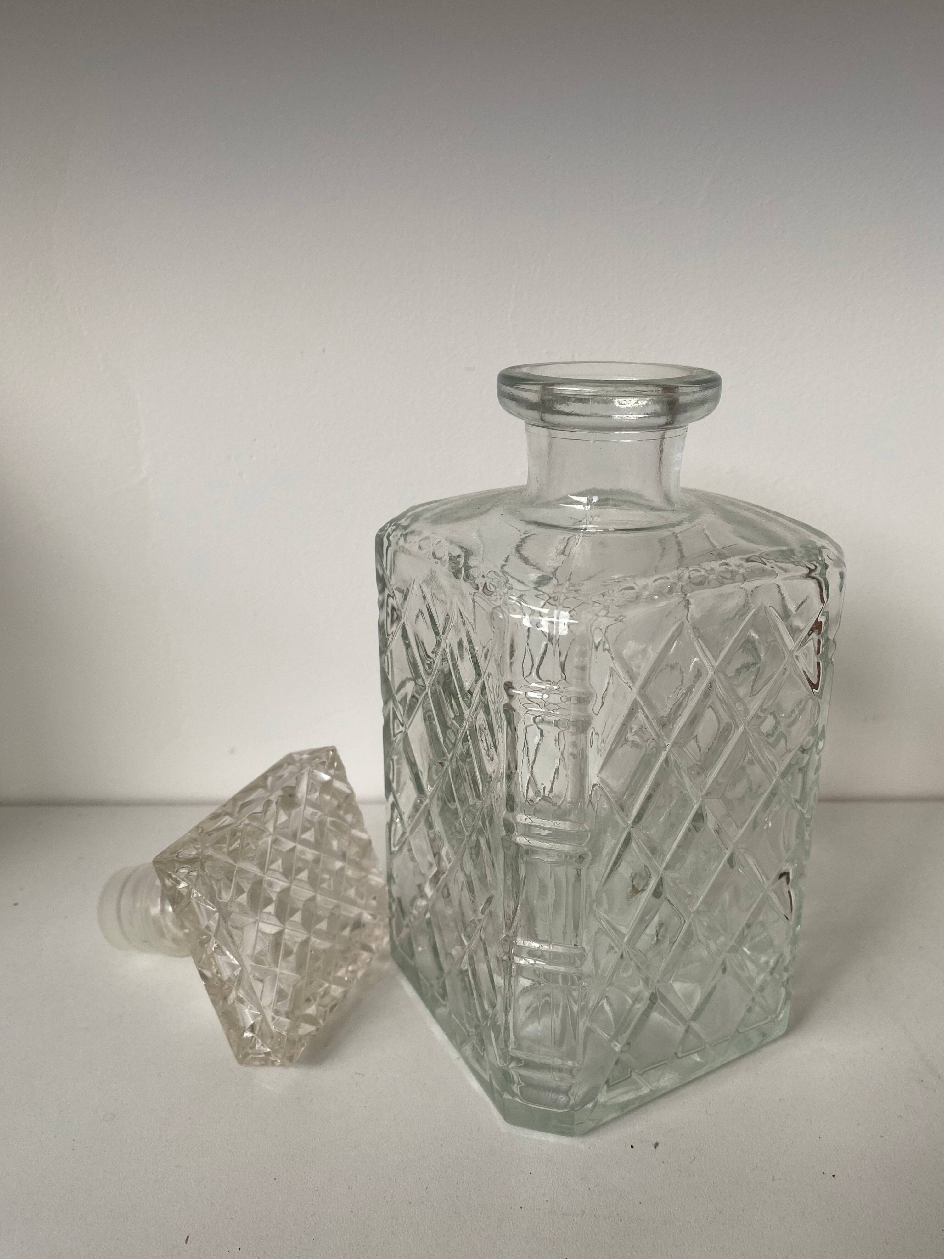 Chiseled glass whiskey decanter