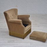 1960s, Danish lounge chair, green furniture velour, original condition.