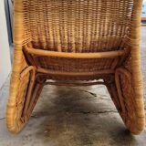 Vintage rattan chaise longue deck chair - 1970s