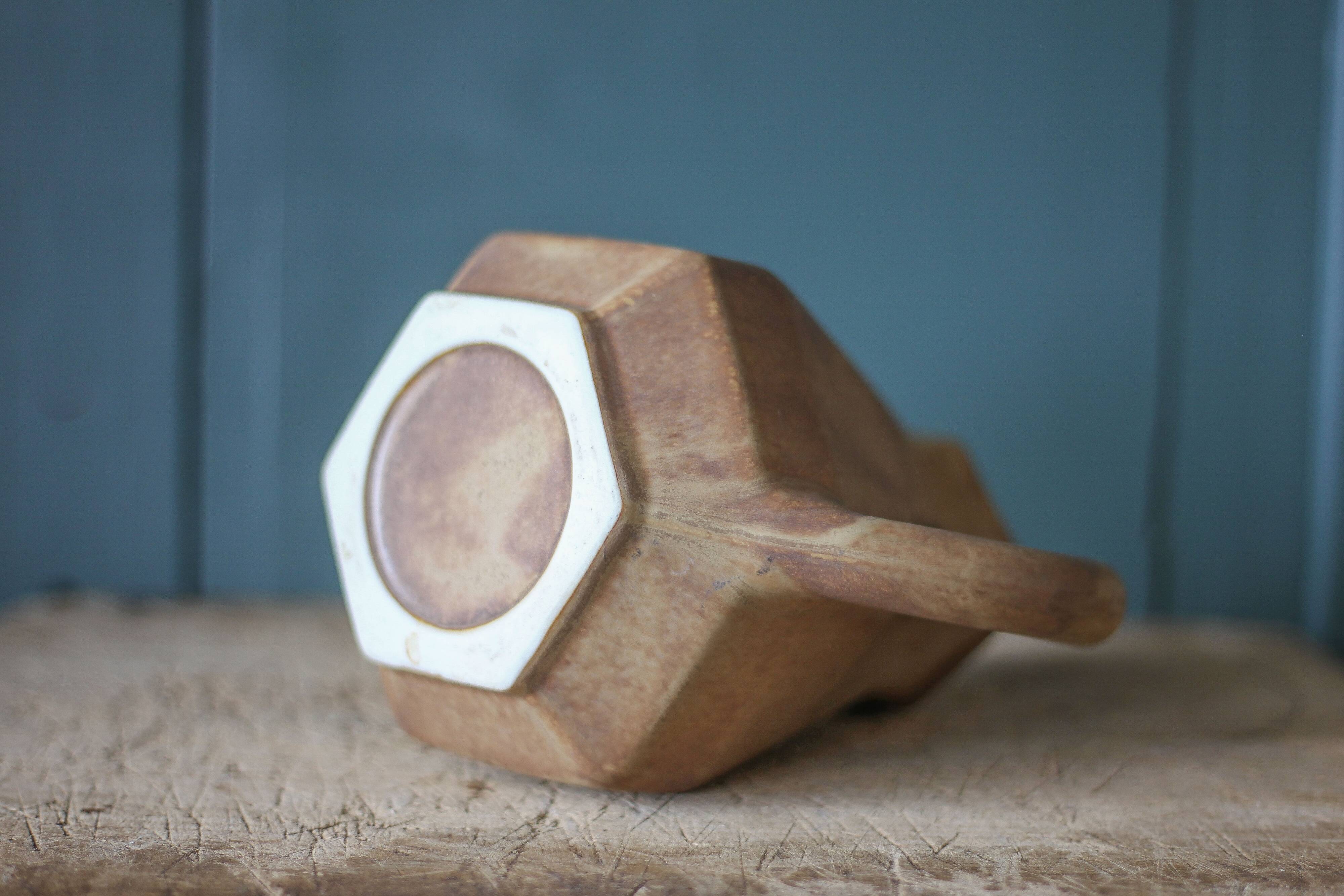 Vintage flamed stoneware pitcher, stoneware carafe, Denbac style pitcher