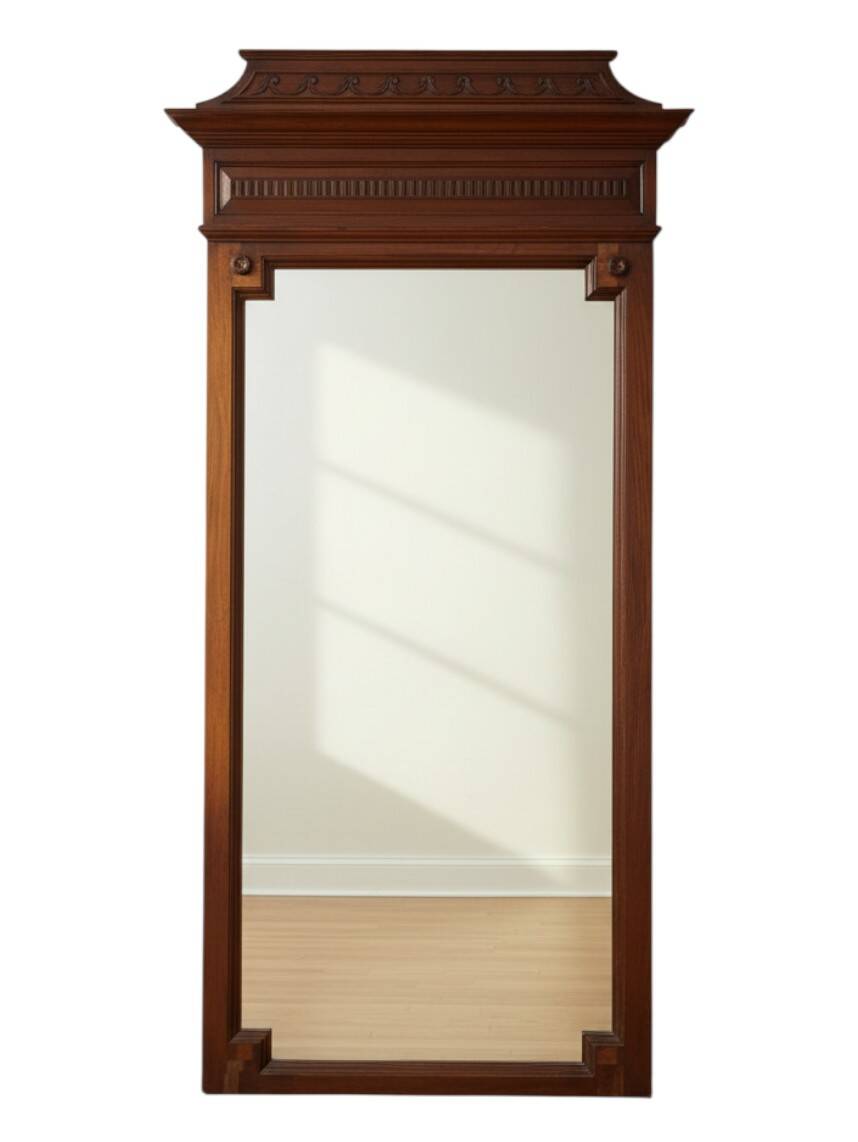 Important trumeau mirror Henri II solid oak 19th century