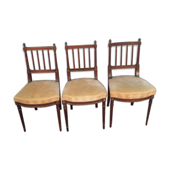 Three Louis XVI-style mahogany chairs