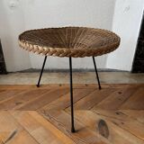 Vintage 1960s wicker coffee table