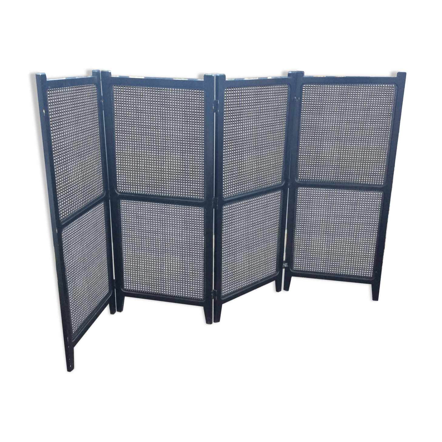 Vintage black folding screen 1970