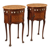 Paire de tables de chevet françaises en marqueterie